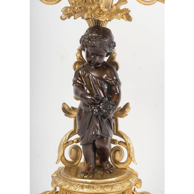 Napoleon III Patinated and Ormolu Fireplace Set, 19th Century, Set of 3 For Sale - Image 10 of 13