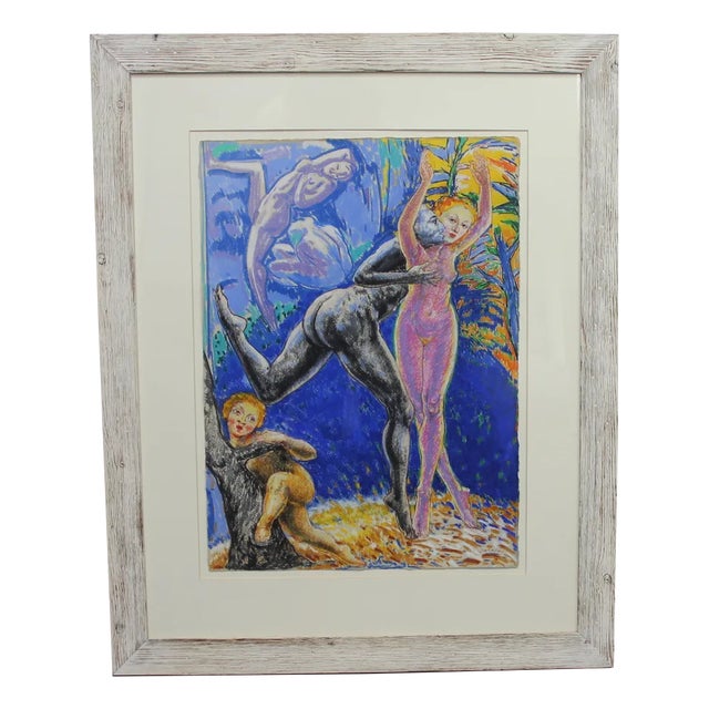Andrés Barajas, Figures, 1990s, Oil Pastel on Paper For Sale