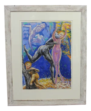 Andrés Barajas, Figures, 1990s, Oil Pastel on Paper
