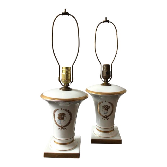 1930s Small Porcelain Urn Neo Classical Lamps - A Pair For Sale