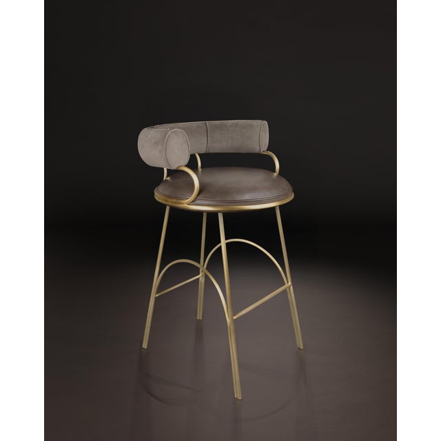 Brown Austin Bar Chair by Porus Studio For Sale - Image 8 of 11