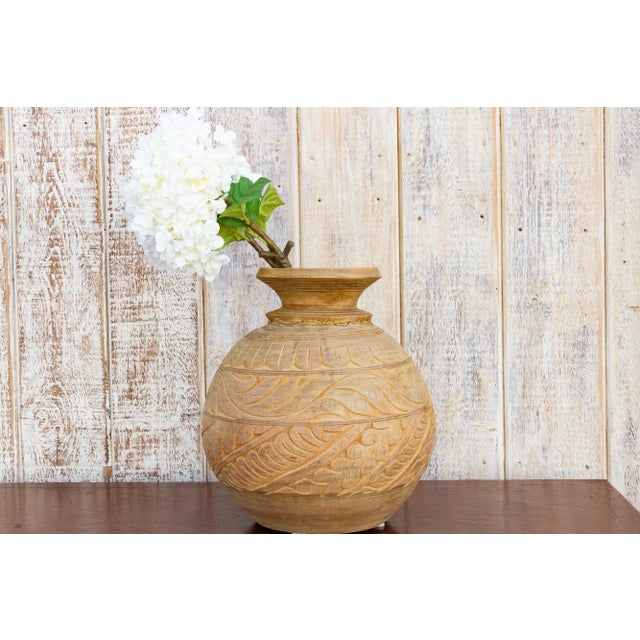 Carved Bleached Naga Water Pot For Sale - Image 10 of 11