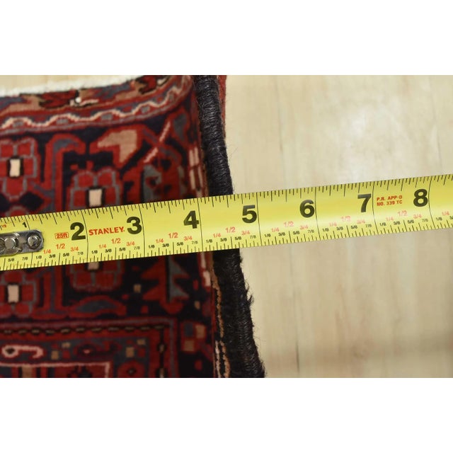 Heriz Rug 9'8'' X 13'1'' Red Wool Vintage Tribal Hand-Knotted Oriental Carpet For Sale - Image 13 of 15