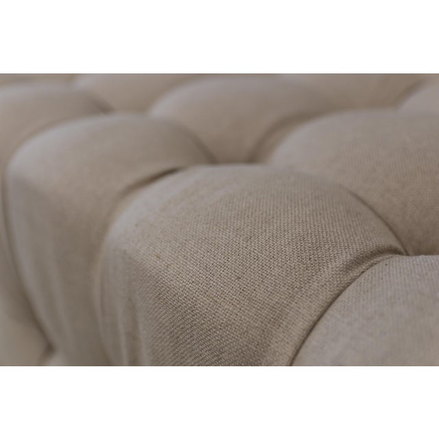 Sarreid Ltd. Beam Bench, Tufted Beige Linen For Sale In Los Angeles - Image 6 of 6
