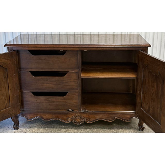 French Henredon Louis XV Rustic Dark Oak French Sideboard For Sale - Image 3 of 11