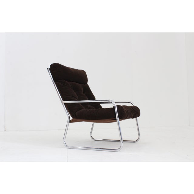 Metal Vintage Space Age Chrome Armchair by Gillis Lundgren, 1970s, Set of 2 For Sale - Image 7 of 11