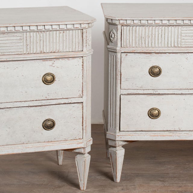 Pair, 19th Century Painted Gustavian Chest of Drawers or Nightstands For Sale - Image 9 of 12