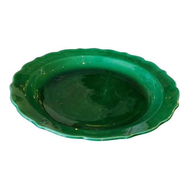 1930s Paul Milet Sèvres Art Deco Era Large Green Glaze Bowl, France For Sale