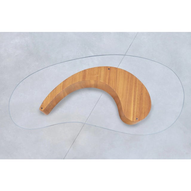 Mid-Century Modern Biomorphic Walnut and Glass Coffee Table, Usa, 1960s For Sale - Image 10 of 10