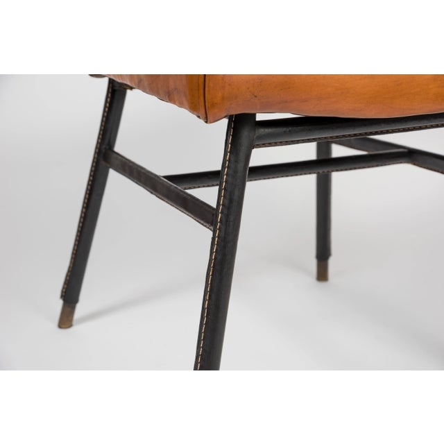 Jacques Adnet Leather Side Chair by Jacques Adnet, 1950s For Sale - Image 4 of 7