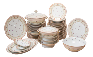 Antique French Limoges Porcelain Dinnerware by Charles Haviland, 1940s, Set of 62