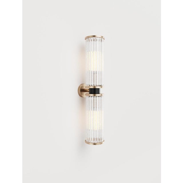 Metal Magda IV Wall Lamp in Brass with Aluminum and Fluted Glass by Studio Marine Breynaert For Sale - Image 7 of 9