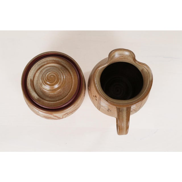 1988 Handmade Studio Pottery Sugar Bowl & Creamer Set | Signed by Artist For Sale In Lexington, KY - Image 6 of 12