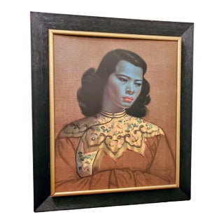 Original Vladimir Tretchikoff "The Chinese Girl Aka the Green Lady" Lithograph, Framed, 1950s For Sale