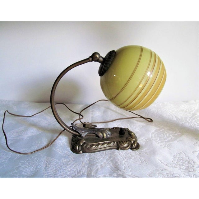 Vintage Art Deco Bauhaus German Desk Lamp in Bronze with Opaline Glass Shade, 1930s For Sale - Image 11 of 11