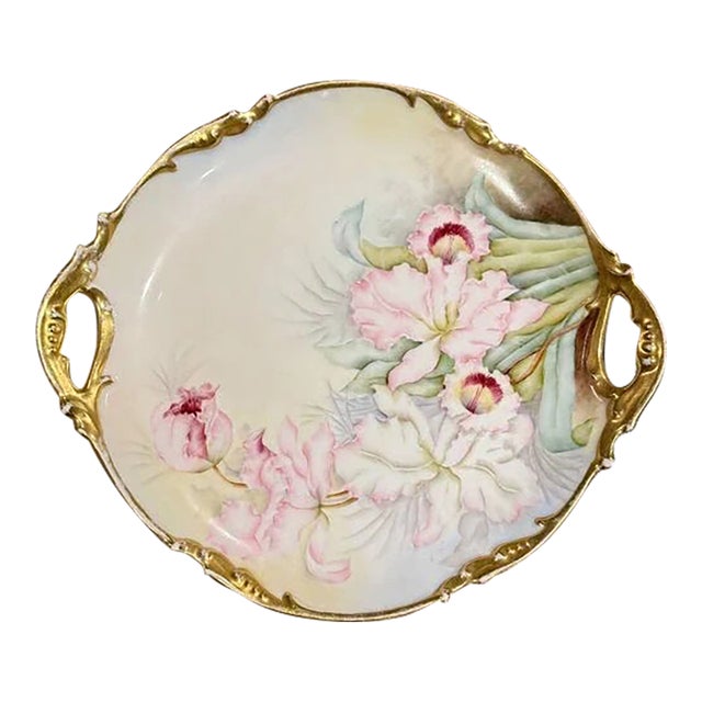 Early 20th Century J. Pouyat Limoges France Hand Painted Porcelain Serving Platter For Sale