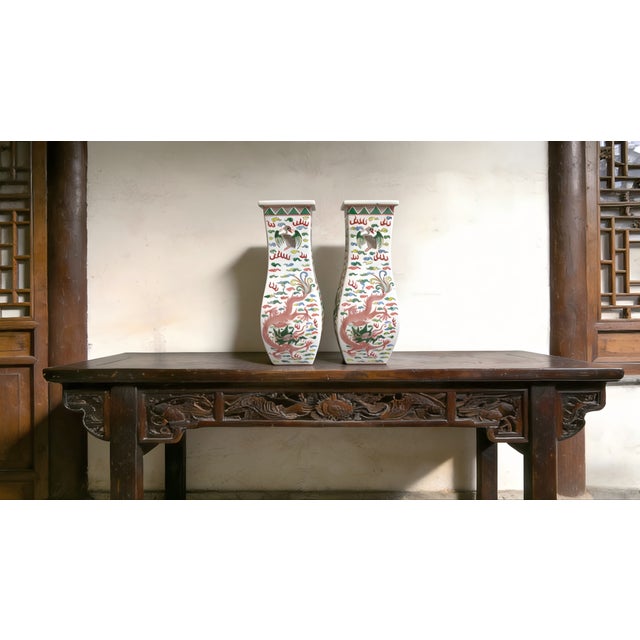 "W-15cm,H-42cm for each vase. The price is for a pair of vase Experience the beauty and elegance of Chinese history with...