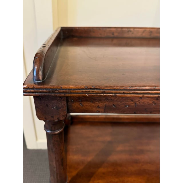 1990s Vintage Payne Street Imports English Etagere Tiered Server, Solid Wood, Brass Casters For Sale - Image 5 of 12