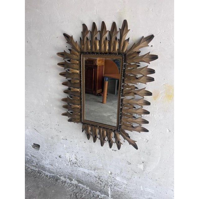 1960s Brutalist Wrought Iron Sunburst Mirror, 1960s For Sale - Image 5 of 8
