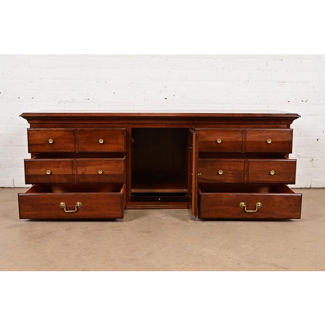 Ethan Allen Georgian Solid Cherry Wood Low Credenza or Sideboard For Sale In South Bend - Image 6 of 14