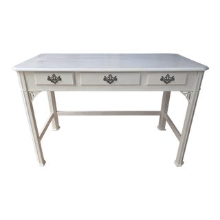 Vintage Chinese Chippendale Raised Fretwork Writing Desk For Sale
