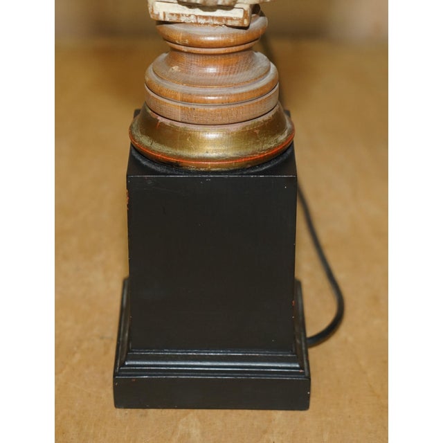 French Neoclassical Bust Lamps in Carved & Limed Oak, Set of 2 For Sale - Image 14 of 18