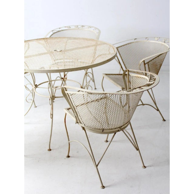 Mid-Century Wrought Iron & Mesh Patio Set of 6 For Sale - Image 10 of 12