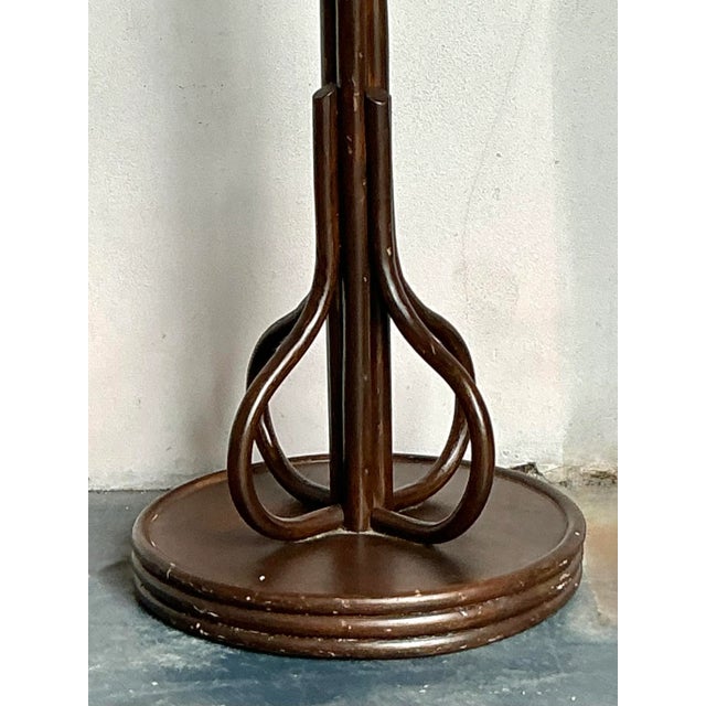 Mid-Century Modern Vintage Boho Bent Rattan Floor Lamp For Sale - Image 3 of 6