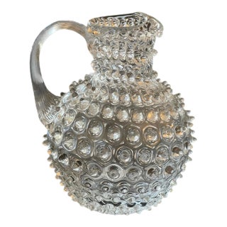 Italian Brutalist Spiked Glass Pitcher For Sale