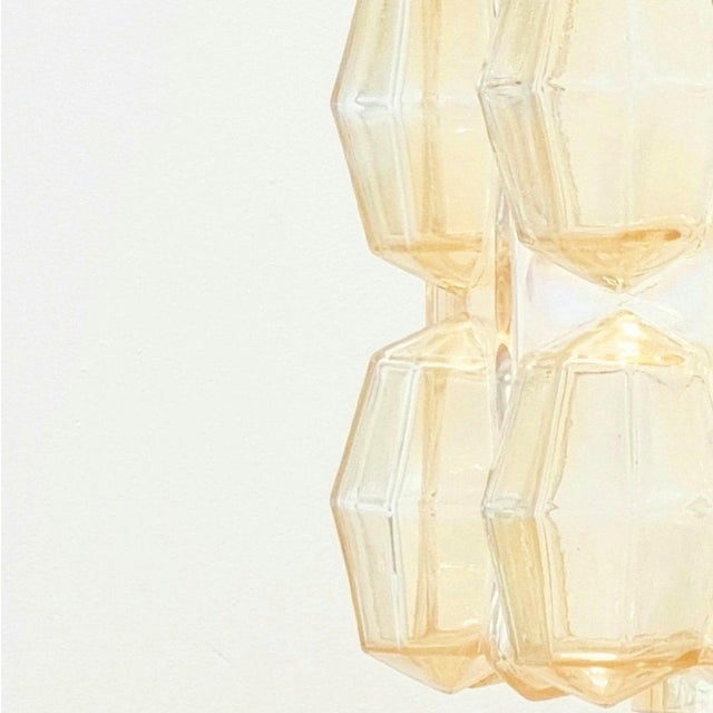 Mid-Century Modern Mid Century Amber Diamond Glass & Brass Pendant Light by Helena Tynell for Limburg, Germany, 1960s For Sale - Image 3 of 10
