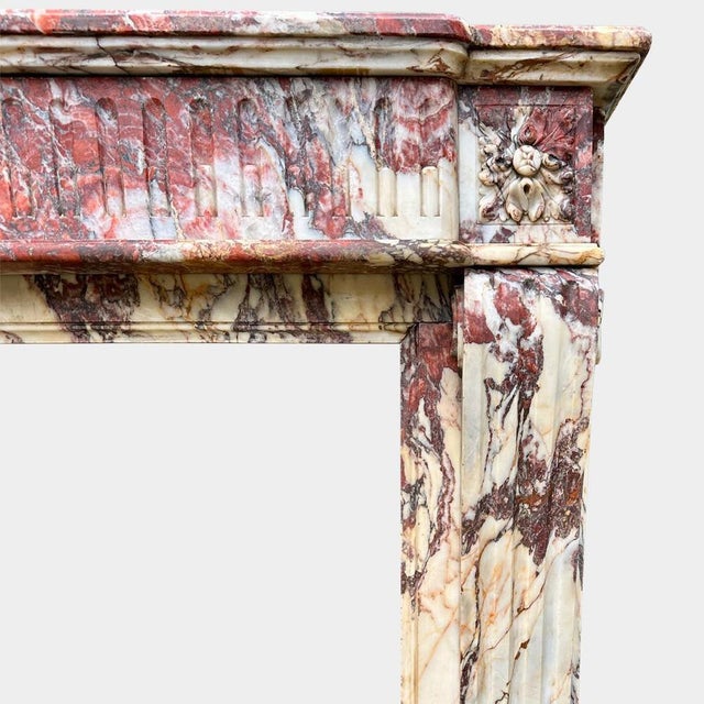 Large Louis Xvi Breche Marble Fireplace Mantel, 1800 For Sale - Image 6 of 11