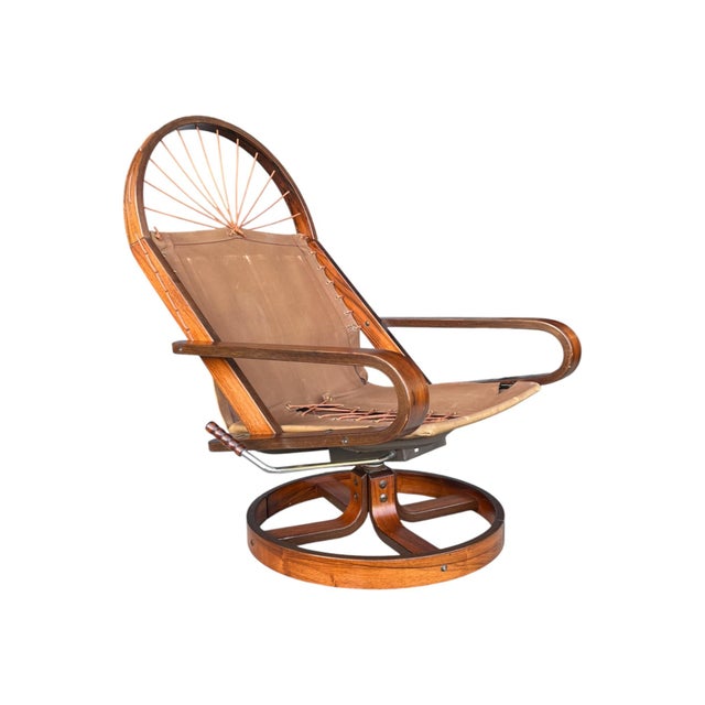 1960s Rykken & Co. Norwegian Scandinavian Swivel Reclining Lounge Chair With Ottoman For Sale - Image 10 of 17