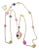 80 Ct Bezel-Set Multi-Sapphire Station Necklace & With diamonds 18kt Gold 35" L For Sale
