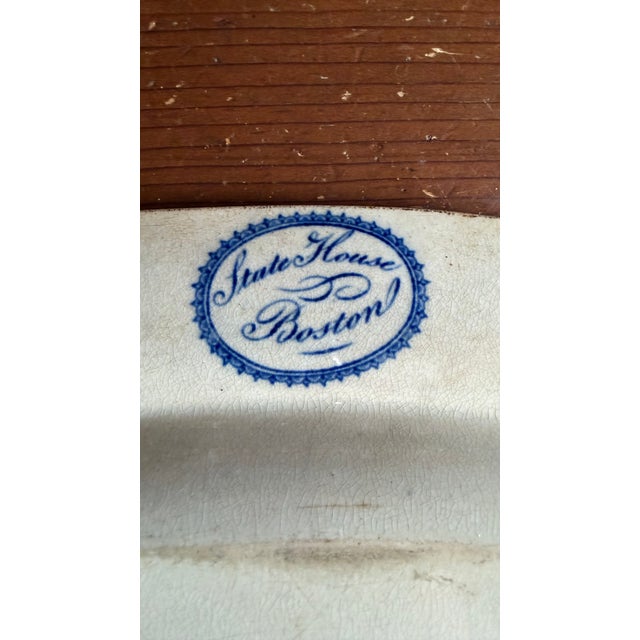 A Very Nice Antique Historical Blue Decorated Staffordshire Platter "State House Boston" by J. Stubbs, Circa 1820's For Sale - Image 10 of 14