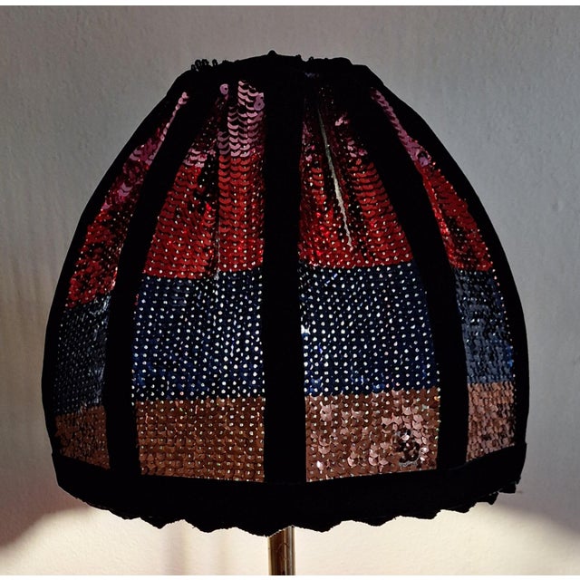 Metal Mid-Century German Floor Lamp with Brass Base and Sequin Shade from Lamplove, 1950s For Sale - Image 7 of 11