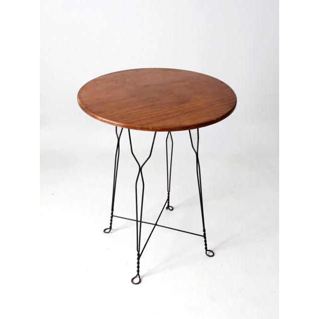 Antique Wrought Iron and Wood Tall Bistro Table For Sale - Image 6 of 12