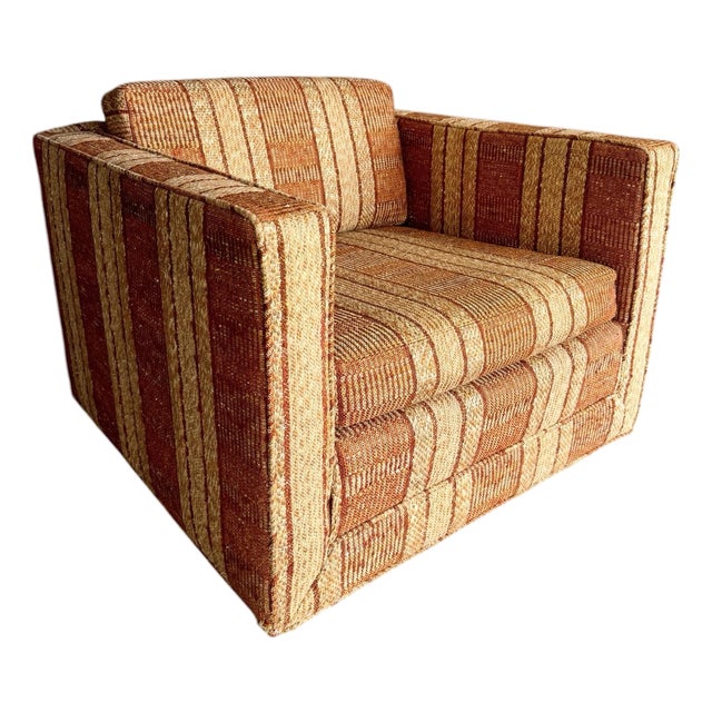 Mid Century Modern Founders Furniture Nubby Striped Club Chair For Sale