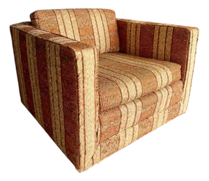 Mid Century Modern Founders Furniture Nubby Striped Club Chair