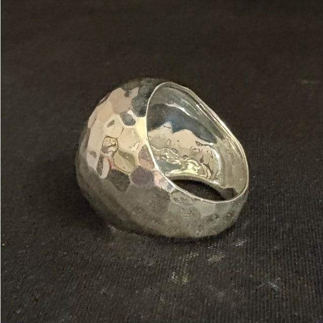 Sterling Silver Hand Hammered Dome Ring and Matching Multi Gemstone Bracelet. 2 Pieces For Sale - Image 10 of 12