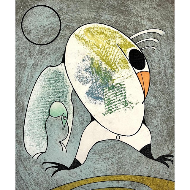 Max Ernst Before my right wing broods the gloomy military Original etching and aquatint titled, from Birds in Peril, on...