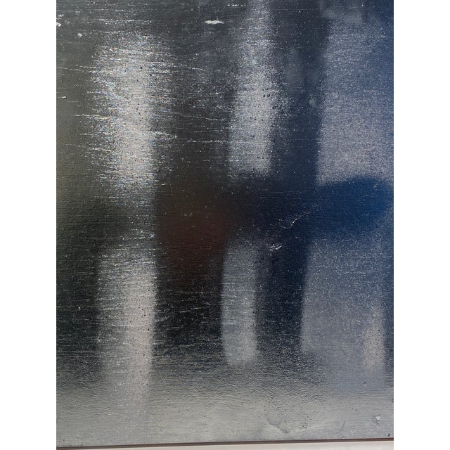 Abstract gunmetal silver colored painting by contemporary artist Kathryn Hempel. Kathryn Hempel is an interdisciplinary...