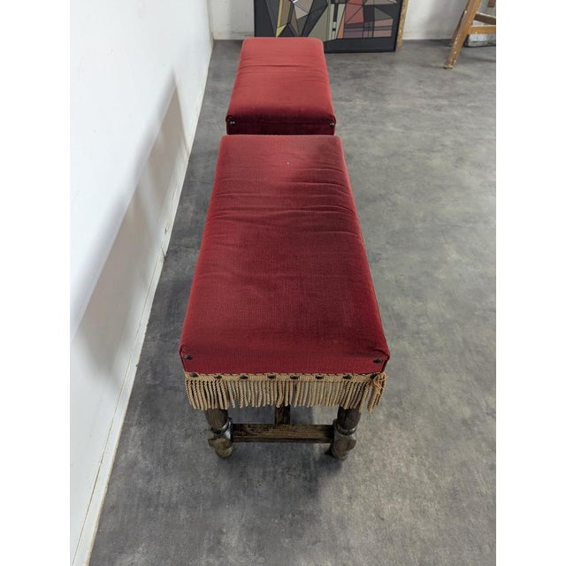 Ottomans with Wooden Structure, Set of 2 For Sale - Image 6 of 7