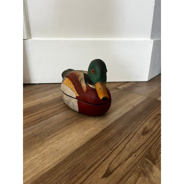 Vintage Ceramic Hand Painted Mallard Duck Trinket Box For Sale - Image 9 of 10