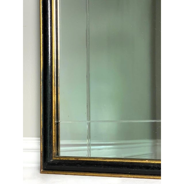 Wood Queen Anne Style Mirror, Etched and Beveled in Ebonized Parcel Gilt Frame, 1940s For Sale - Image 7 of 12