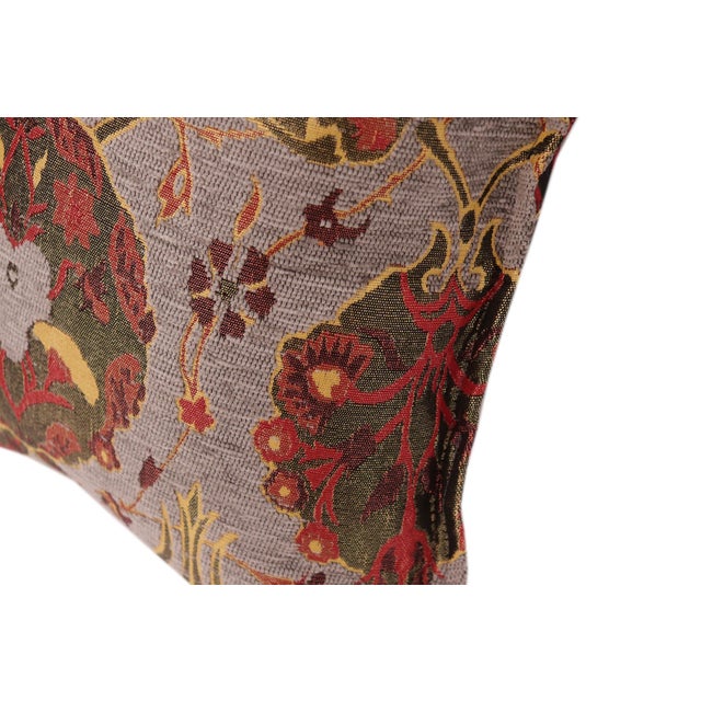 Boho Chic Turkish Tulip Chenille Gray Red Decorative Throw Pillow - a Pair For Sale - Image 4 of 7