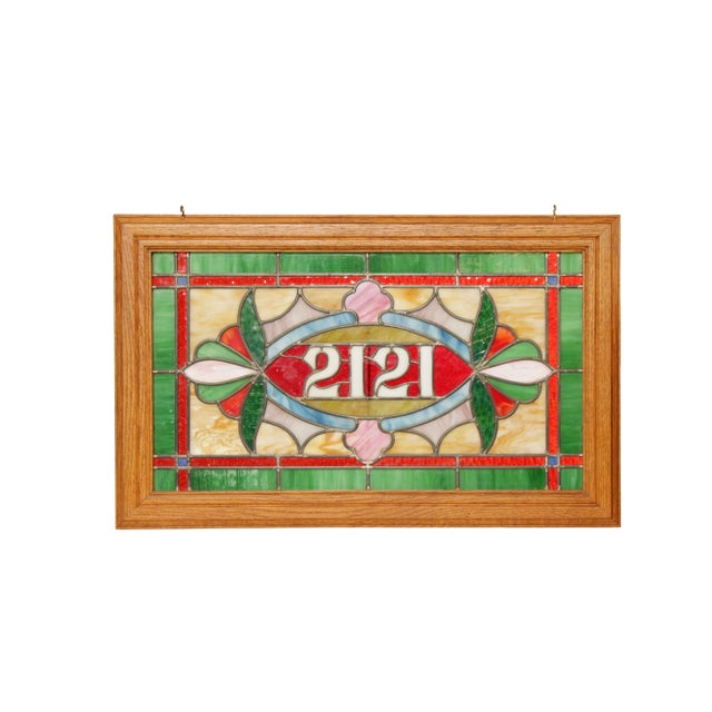 Vintage Stained Glass Transom Window or Hanging Decor For Sale - Image 13 of 13