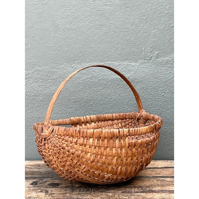 Vintage Handwoven Shaker Rattan Basket For Sale In West Palm - Image 6 of 12