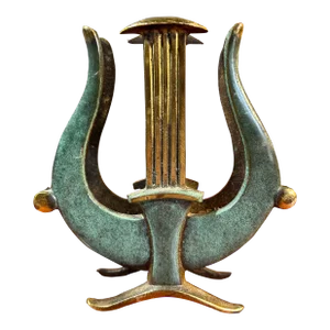 1960’s Vintage Bronze Harp Lyre Letter Holder Made in Israel