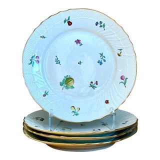 Vintage Richard Ginori Italian Floral and Fruit Porcelain Plates - Set of 4 For Sale
