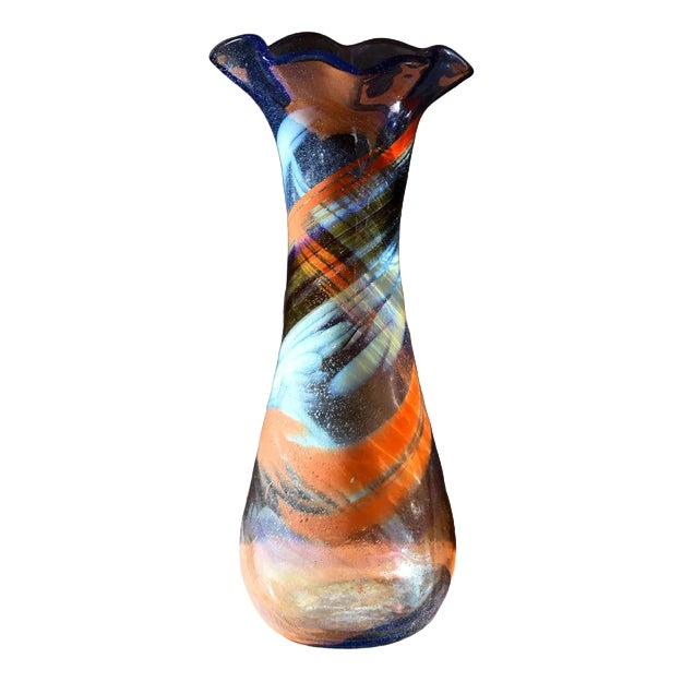 Large Free-Form Art Glass Vase by Gyula Budveszel, Hungary, 1990s For Sale